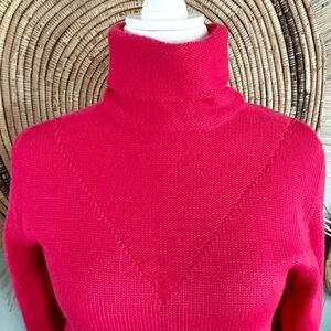 Bogner Pink Wool Blend Long Sleeve Turtleneck Sweater Women's Size L